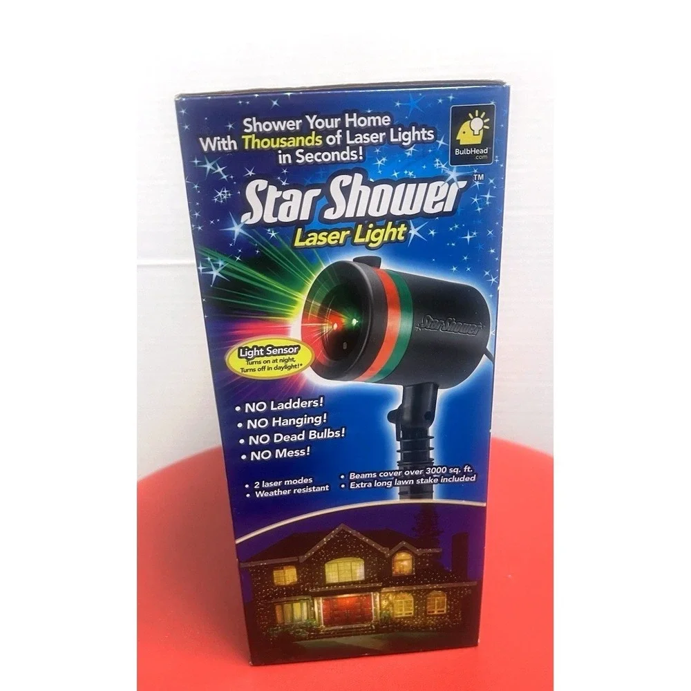Star Shower Laser Light Projector Red And Green Twinkle Lights W/ Box‎ Outdoor